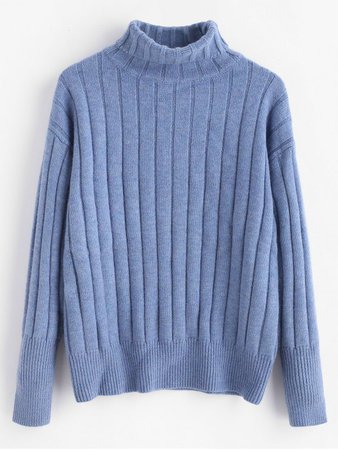 [48% OFF] 2019 Ribbed Turtleneck Sweater In CORNFLOWER BLUE | ZAFUL