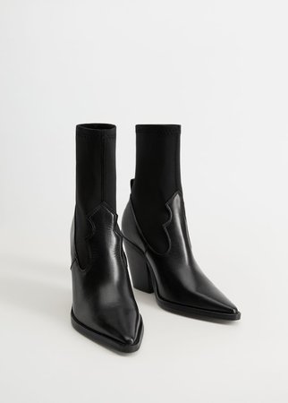 Elastic panels leather ankle boots - Women | Mango USA