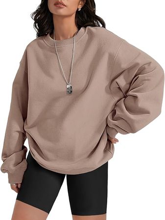 ATHMILE Oversized Sweatshirt for Women Crewneck Fleece Long Sleeve Pullover Hoodies Tops Fall Fashion Outfits Clothes 2023 at Amazon Women’s Clothing store