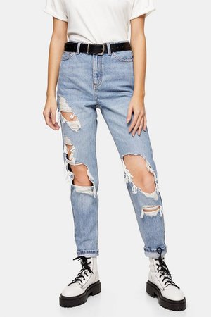 Bleach Super Rip Mom Tapered Jeans | Topshop