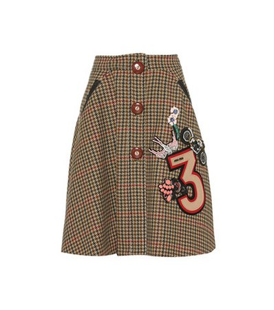 Embellished wool skirt