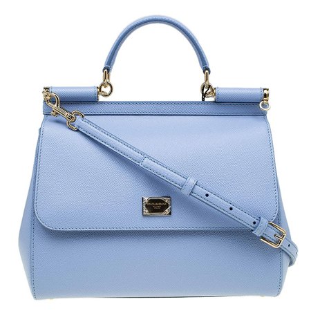 Buy Dolce and Gabbana Baby Blue Leather Miss Sicily Top Handle Bag 73307 at best price | TLC