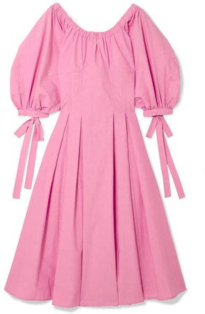 REJINA PYO - Greta Bow-embellished Cotton Midi Dress - Pink