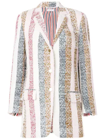 Thom Browne Striped Eyelash Tweed Sport Coat Dress - Farfetch