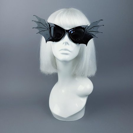 "Devour" Black Bat Wing Catseye Sunglasses – Pearls & Swine