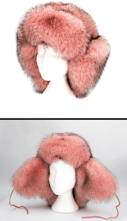 Pink Dyed Fox Fur Trapper Hat