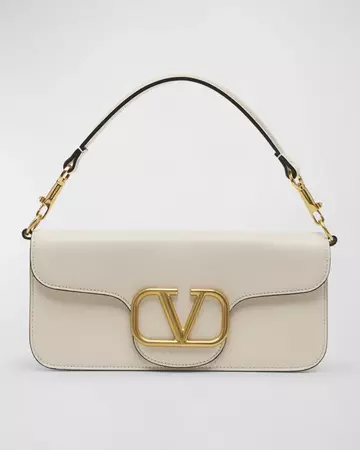 Valentino Garavani VLogo Lambskin Leather Shoulder Bag | Neiman Marcus