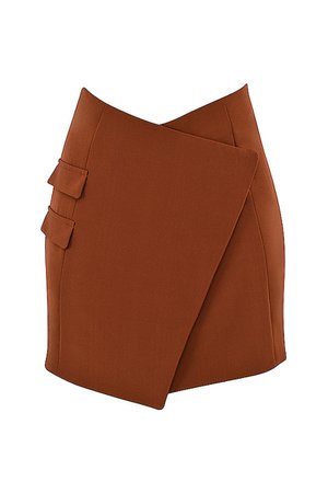 'Reflect' Rust Asymmetric Tailored Mini Skirt - Mistress Rock