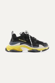 Balenciaga | Triple S Clear Sole logo-embroidered leather, nubuck and mesh sneakers | NET-A-PORTER.COM