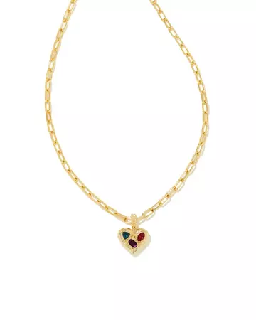 Penny Gold Heart Short Pendant Necklace in Multi Mix | Kendra Scott