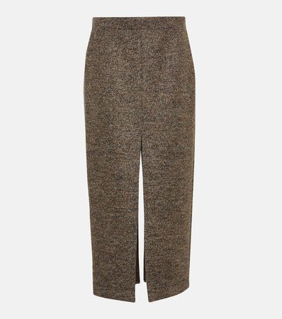 Wool Blend Midi Skirt in Brown - Bottega Veneta | Mytheresa
