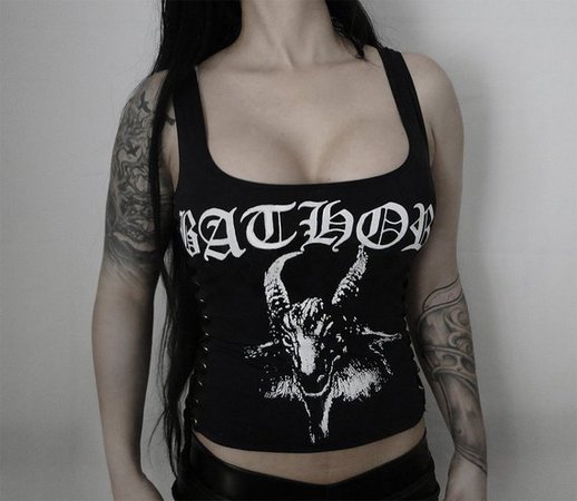 Black Lace-up Side Tank Top Bathory Black metal | Etsy