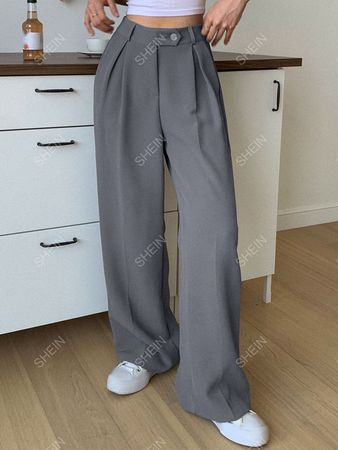 DAZY 1pc High Waist Slant Pockets Tailored Pants | SHEIN