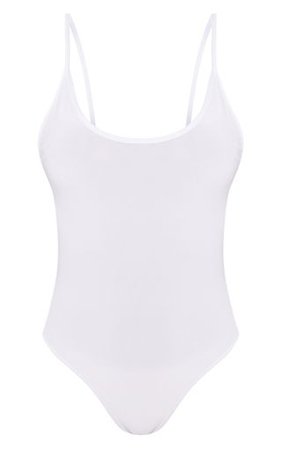 Shape White Strappy Scoop Back Bodysuit | PrettyLittleThing