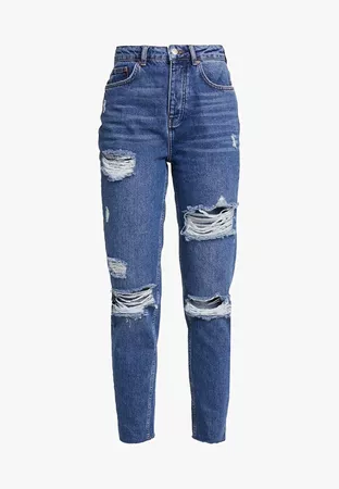 Even&Odd BUTTON PLACKET MOM - Relaxed fit jeans - mid blue - Zalando.co.uk
