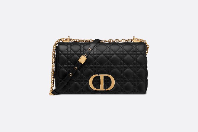 Large Dior Caro Bag Black Supple Cannage Calfskin - Bags - Women's Fashion | DIOR