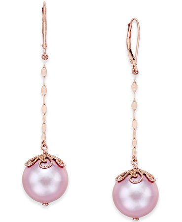 Macy's 14k Rose Gold Pink Windsor Pearl Drop Earrings