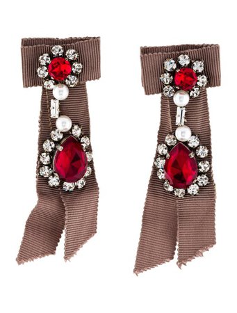 Lanvin Embellished Ribbon Clip-On Earrings - Earrings - LAN86152 | The RealReal