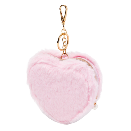 Claire's Pink Furry Heart Coin Purse