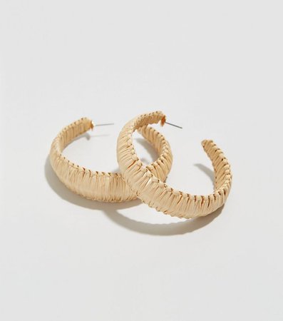 Cream Raffia Woven Chunky Hoop Earrings | New Look