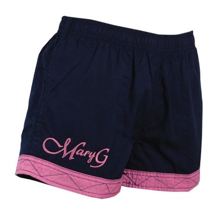 Mary G Ladies "Old School" Panel Shorts in French Navy-Blush - Golders Toowoomba
