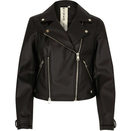 Black faux leather biker style jacket - Jackets - Coats & Jackets - women
