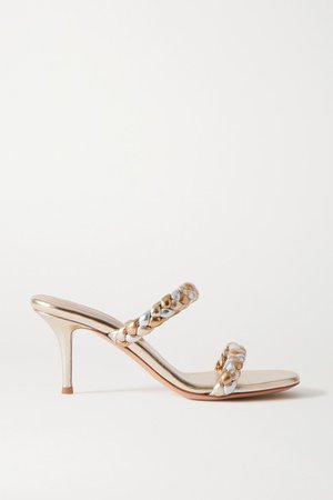 70 Braided Metallic Leather Sandals - Gold