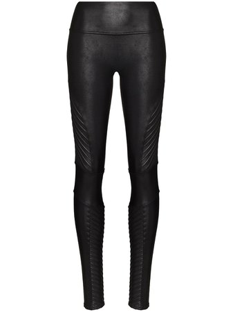 Shop Spanx faux-leather high-rise leggings with Express Delivery - FARFETCH