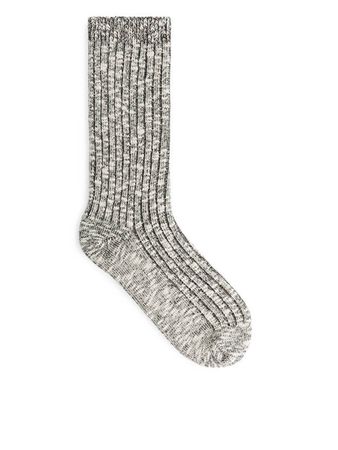 Chunky Knit Socks - Black/White - ARKET WW