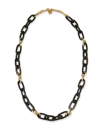 Ashley Pittman Manjano Dark Horn & Bronze Link Necklace