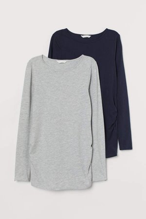 MAMA 2-pack Cotton Jersey Tops - Gray