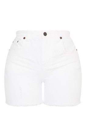Shape White High Waisted Denim Shorts | Curve | PrettyLittleThing