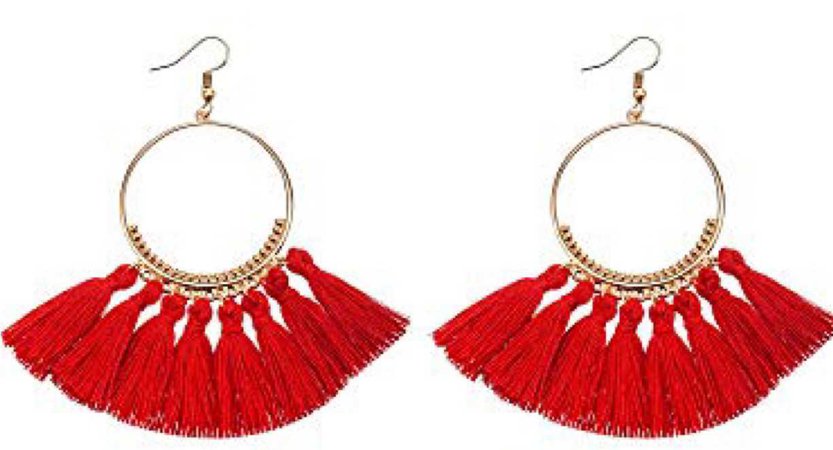 Red and Gold tassel earrings