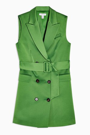 Green Satin Suit Blazer | Topshop