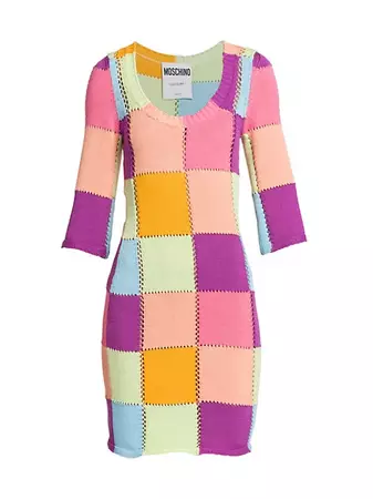 Shop Moschino 60s Patchwork Knit Minidress | Saks Fifth Avenue
