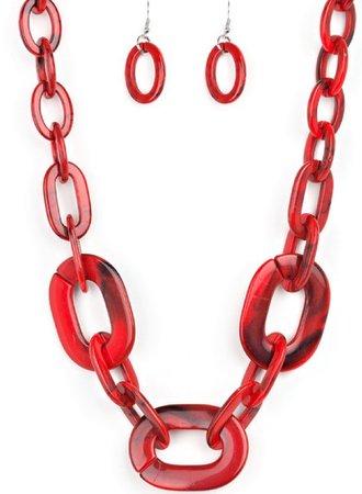 red acrylic Chain Necklace