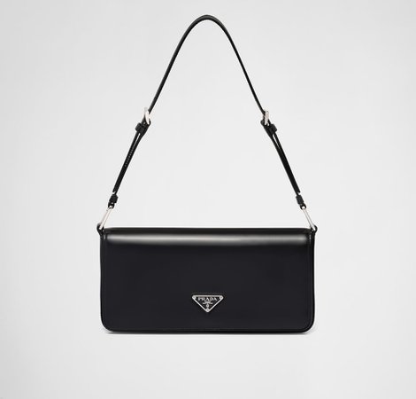 Black Brushed leather Prada Femme bag | Prada