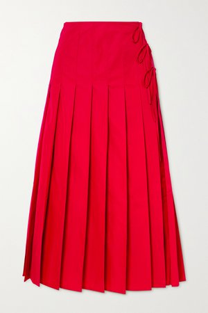 Red Prequel pleated poplin midi wrap skirt | Renaissance Renaissance | NET-A-PORTER