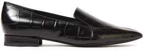 Croc-effect Leather Loafers