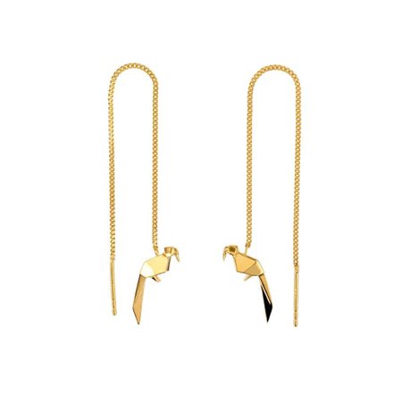 Parrot gold chain earrings