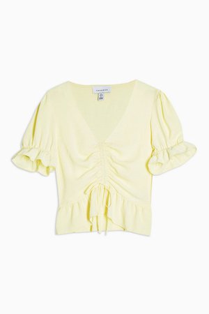 Yellow Ruched Top | Topshop