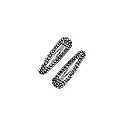 Amazon.com : Kitsch Clip Snap Rhinestone , snap clips for hair, hair snap clips, metal snap hair clips, for women, snap hair clip, barrette, 2 Count, Hematite : Beauty & Personal Care