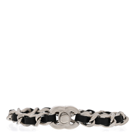 CHANEL Lambskin CC Turnlock Chain Bracelet M Black $685
