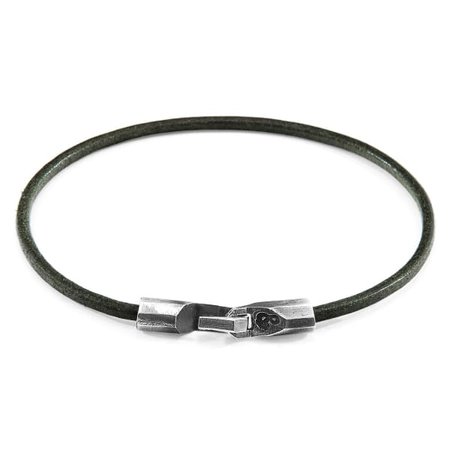 Racing Green Talbot Silver & Round Leather Bracelet | ANCHOR & CREW | Wolf & Badger