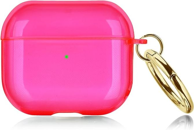 Amazon.com: KOREDA Compatible with AirPods 3 2021 3rd Generation Case Cover, Soft Clear TPU Transparent Protective Shockproof Case Designed with Keychain for AirPod 3 Charging Case (Neon Hot Pink) : Electronics