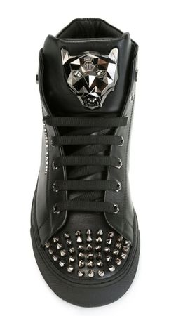 Phillipp Plein Spike-studded Leather High-Top Sneakers
