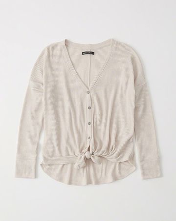 Womens Tie-Front Button-Up Top | Womens New Arrivals | Abercrombie.com