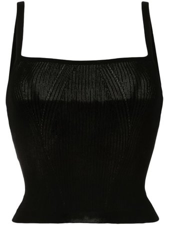 Manning Cartell Ribbed Knit Square Neck Top 20W11625BLK Black | Farfetch