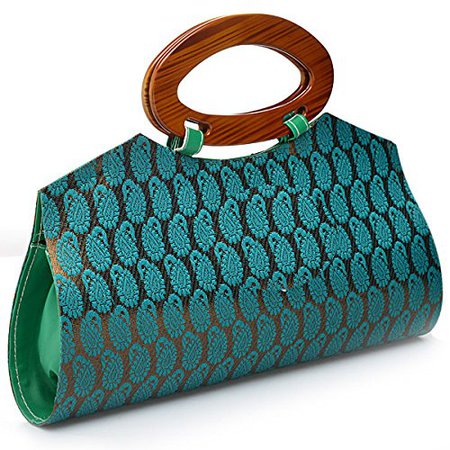 Felicita Women's Turquoise and Golden Clutch: Amazon.in: Shoes & Handbags