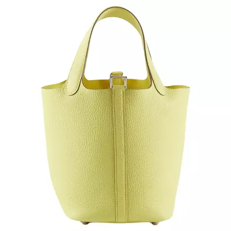 HERMÈS PICOTIN 18CM LIMONCELLO Clemence Leather with Palladium Hardware For Sale at 1stDibs